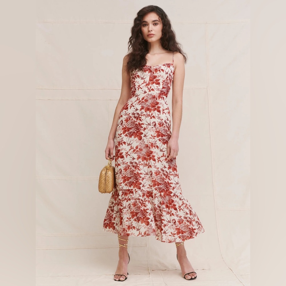 Reformation Emersyn Midi Dress in Toile De Jouy print Size 6